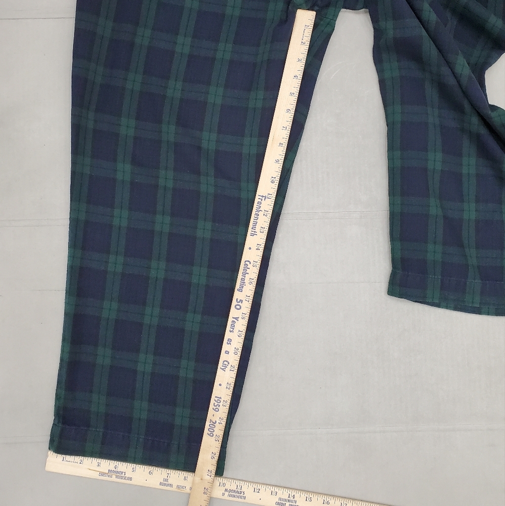 LL Bean flannel pajamas women's XL petite green and blue Scotch plaid pockets - Picture 13 of 16